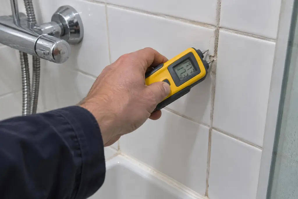 Lekdetectie Bleiswijk – vochtmeter op badkamertegels bij de douche