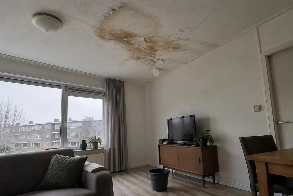 Lekdetectie Bleiswijk – vochtplek op het plafond onder een badkamer